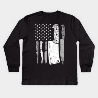 Chef Knife American Flag Kids Long Sleeve T-Shirt